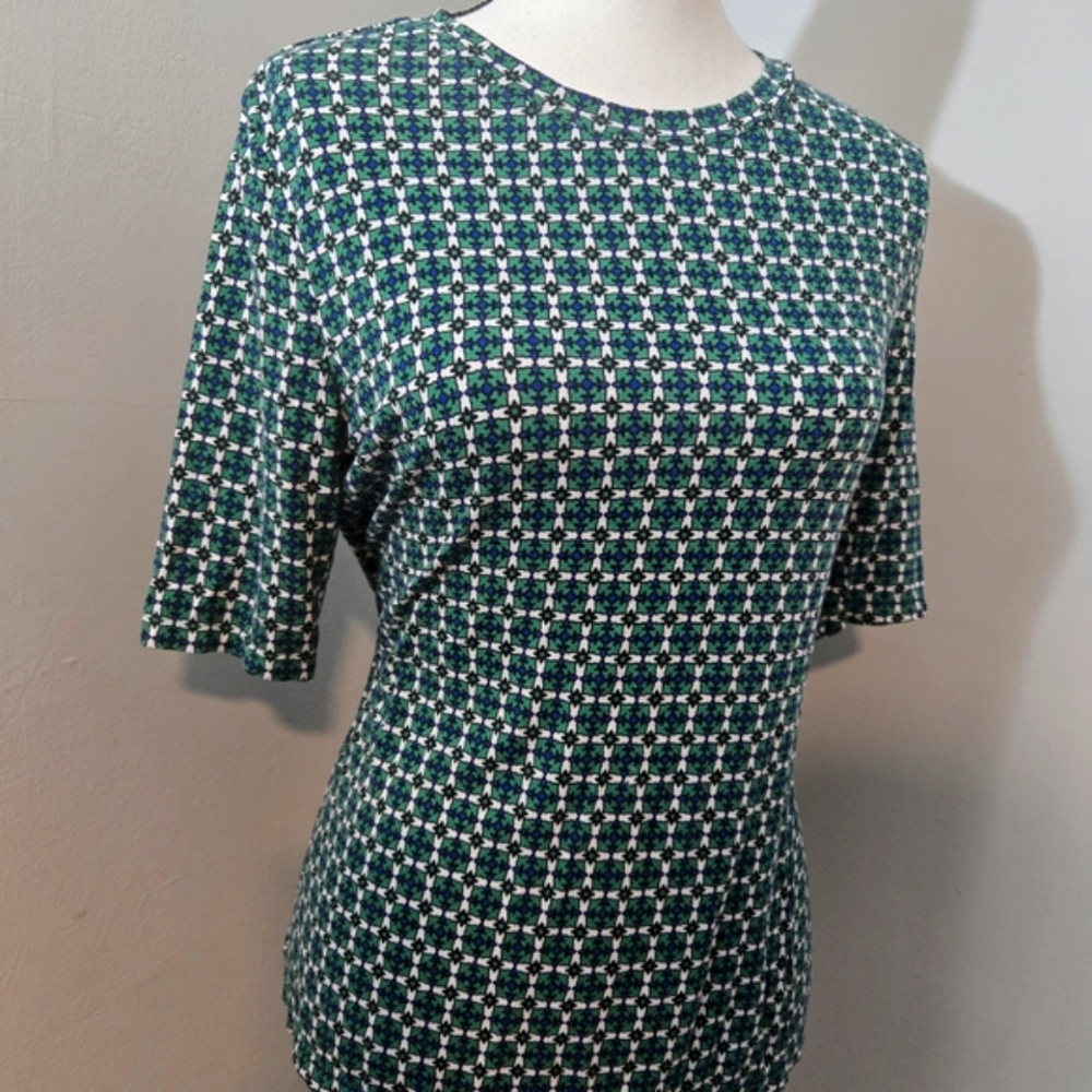 H&M Green Geometric Short Sleeve Top